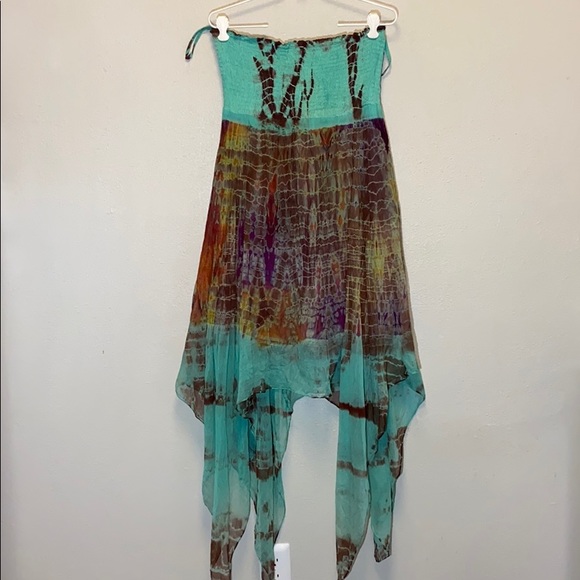 EARTHBOUND Dresses & Skirts - EARTHBOUND Large Strapless Sharkbite Tie Dye DRESS